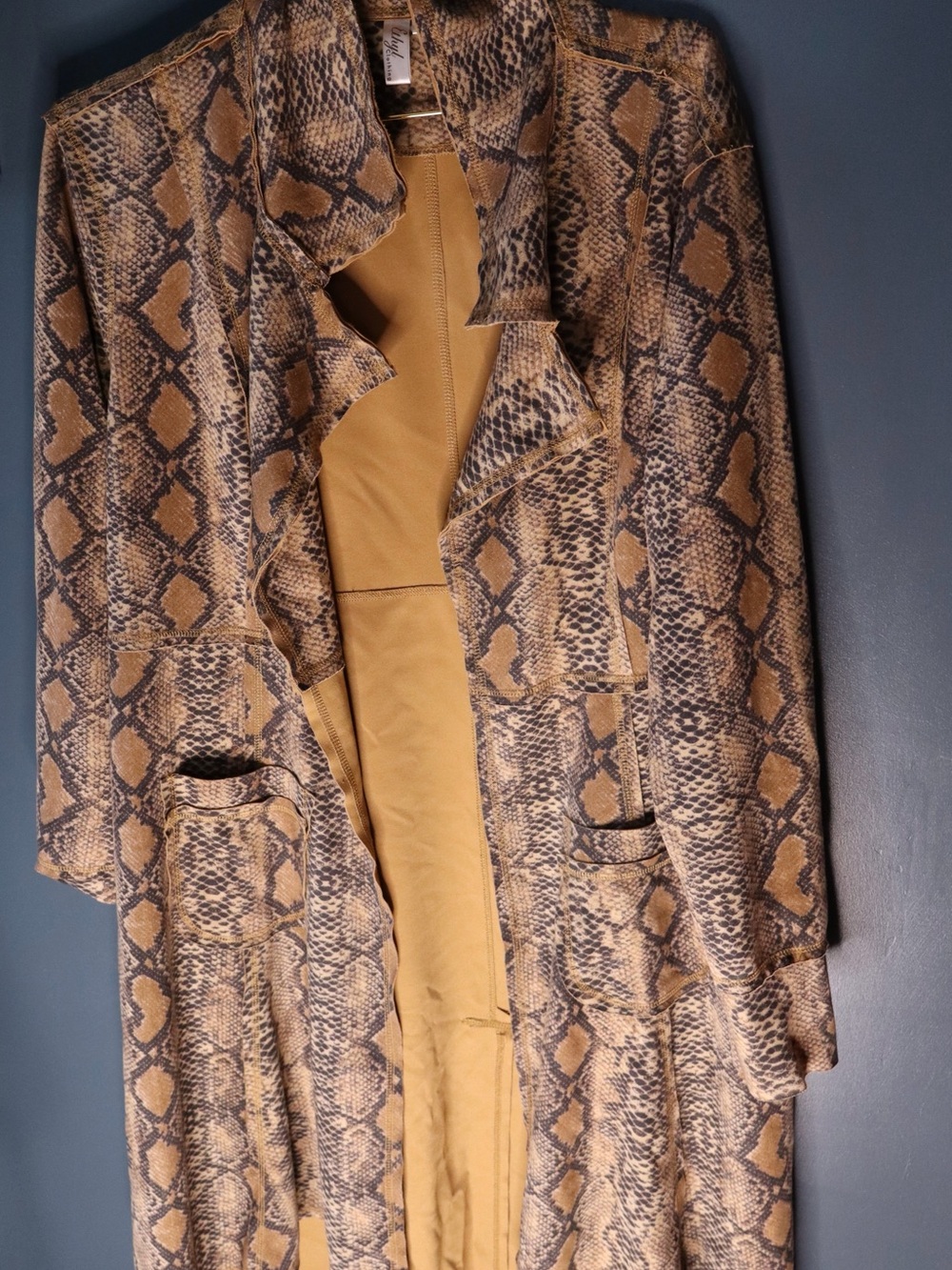 Women’s Snake-Print Trench Coat in Brown